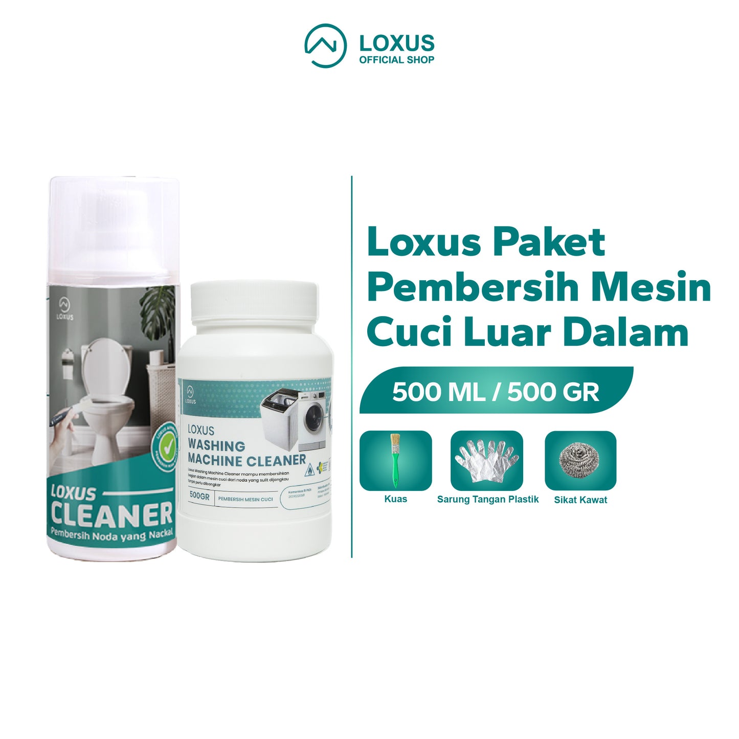 Loxus Paket Pembersih Mesin Cuci Luar Dalam