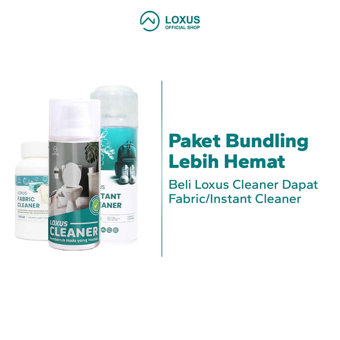 Paket Bundling Lebih Hemat Beli Loxus Cleaner dapat Fabric/Instant Cleaner