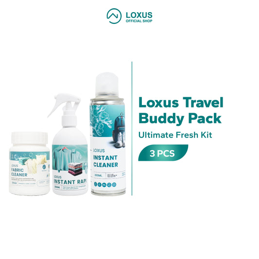 Loxus Travel Buddy Pack - Loxus Instant Rapi, Loxus Instant Cleaner dan Loxus Fabric Cleaner