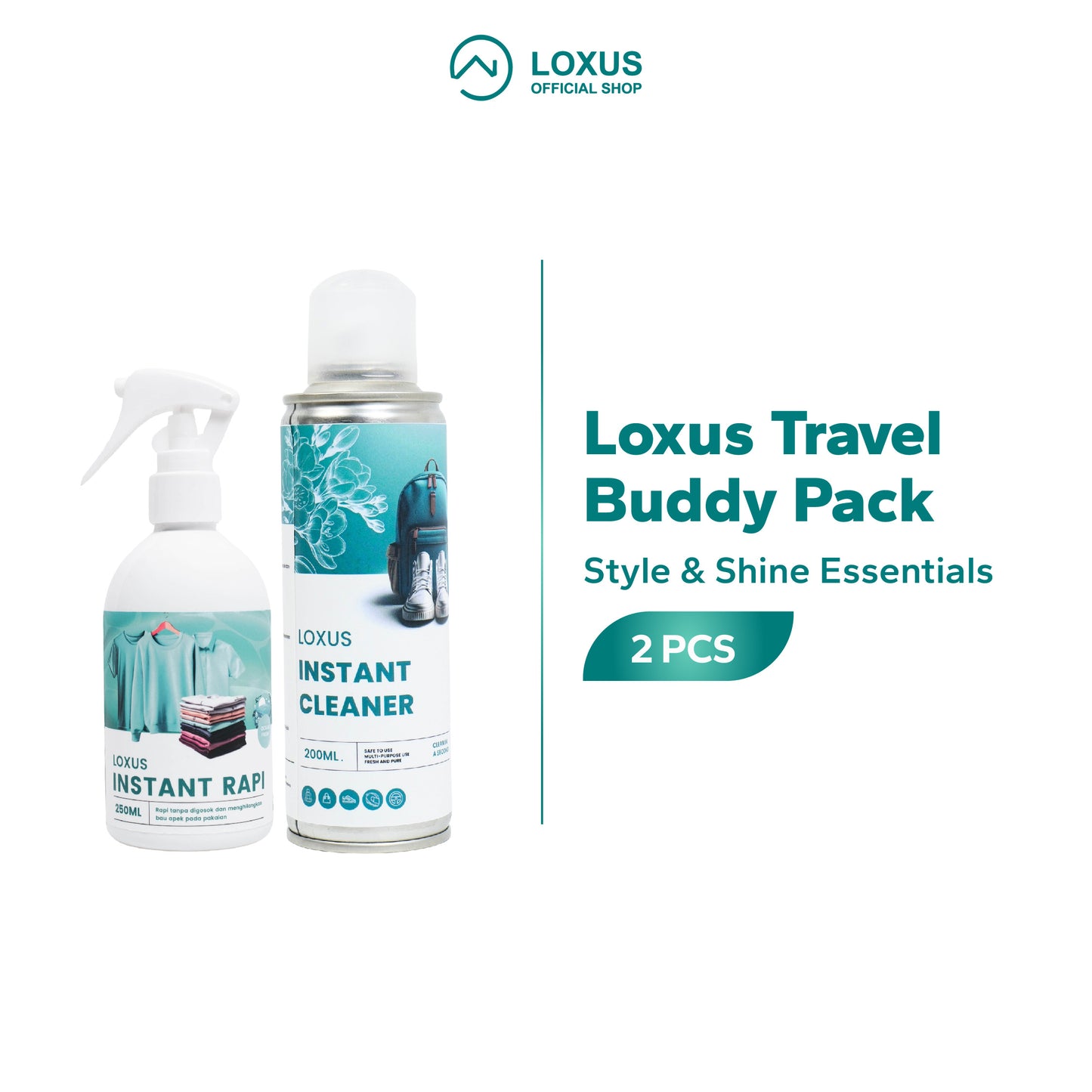 Loxus Travel Buddy Pack - Loxus Instant Rapi dan Loxus Instant Cleaner