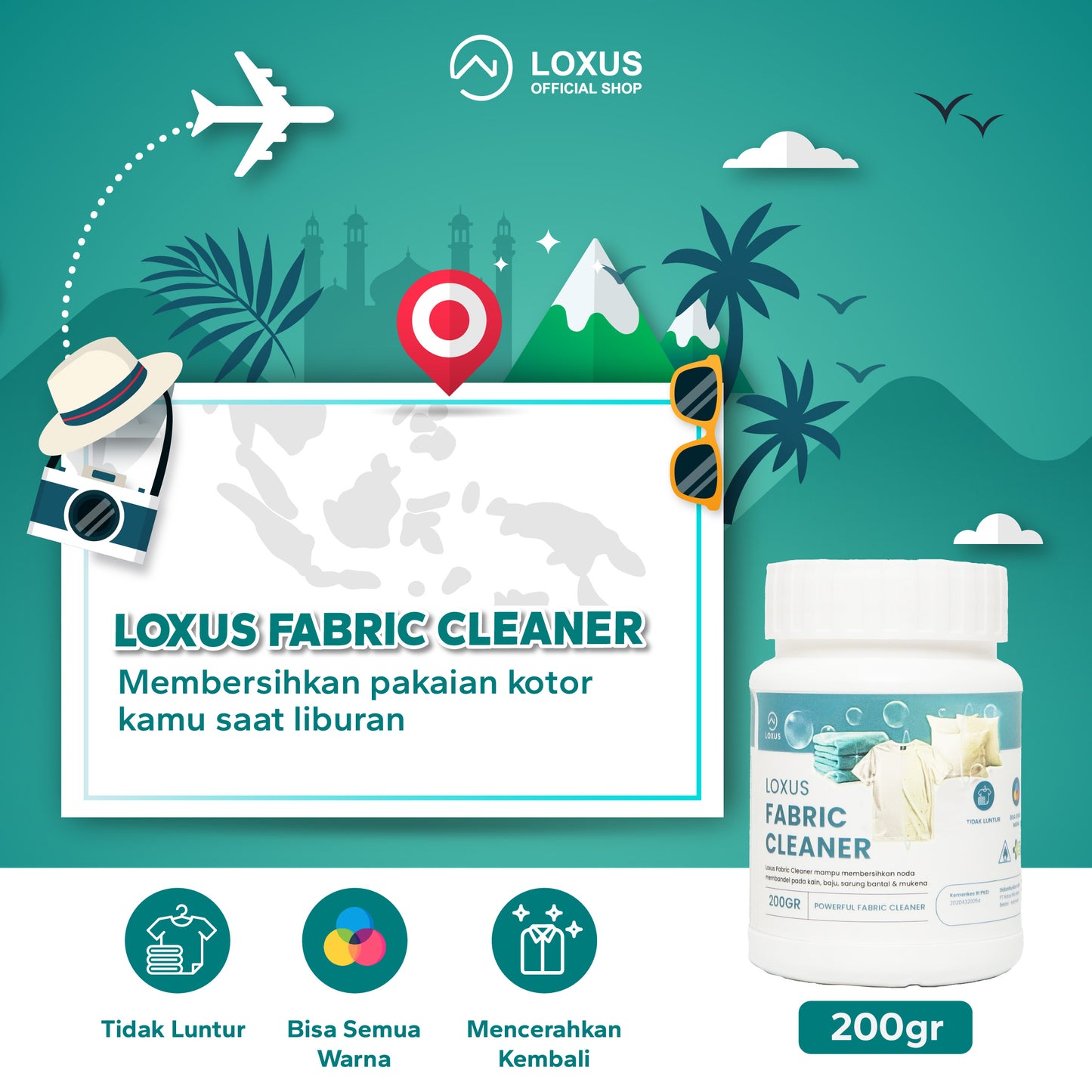 Loxus Travel Buddy Pack - Loxus Instant Rapi, Loxus Instant Cleaner dan Loxus Fabric Cleaner
