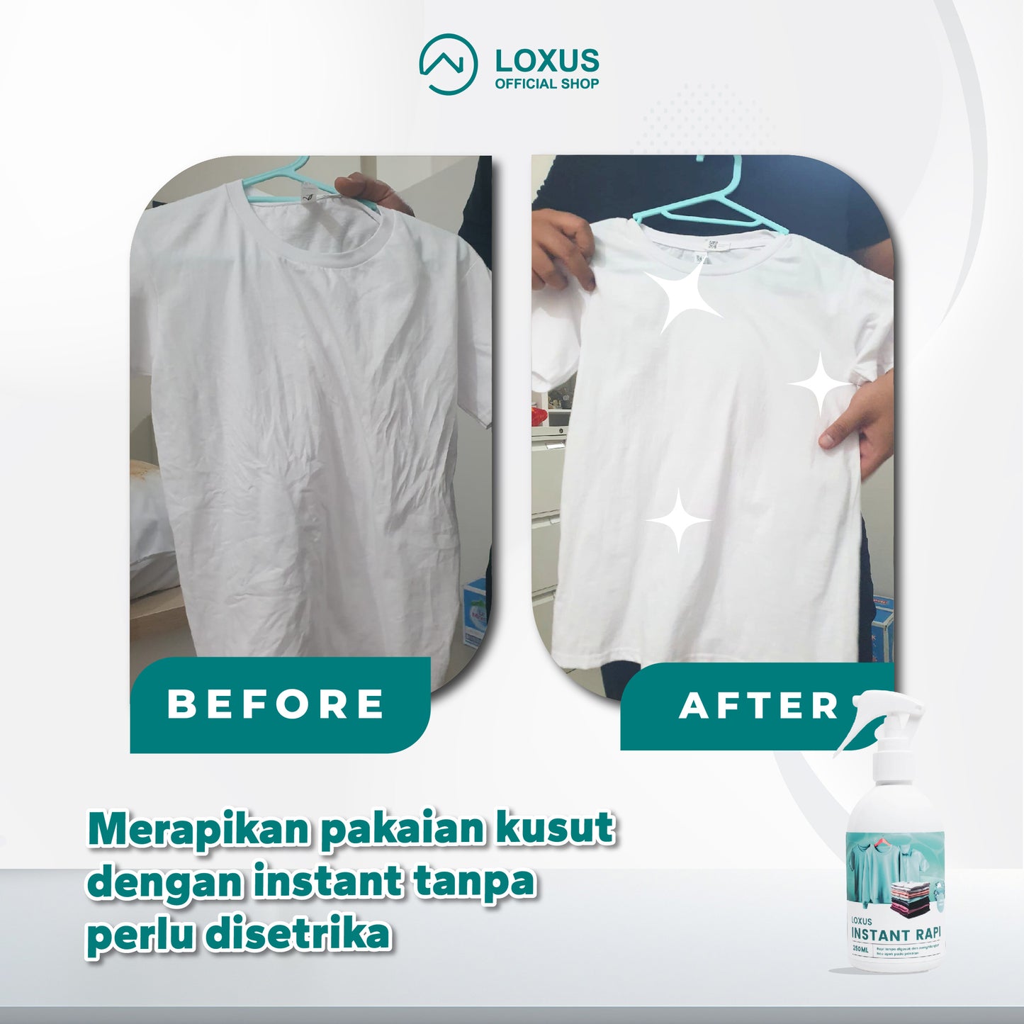 Loxus Travel Buddy Pack - Loxus Instant Rapi, Loxus Instant Cleaner dan Loxus Desinfectant 100ml