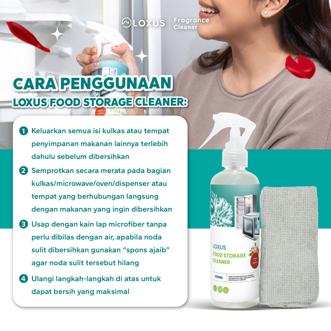 Loxus Food Storage Cleaner Pembersih Kulkas, Oven dan Microwave dari Kuman dan Bakteri Penyebab Bau Tidak Sedap [Food Grade]