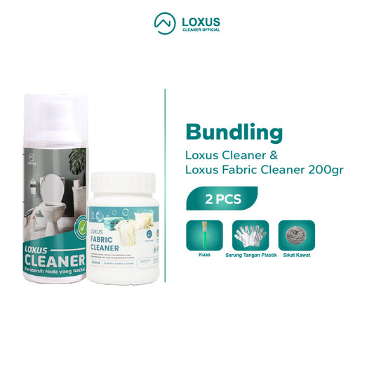 Loxus Cleaner Pembersih Kerak Toilet Kamar Mandi Stainless Shower Kran dan Loxus Fabric Cleaner Pembersih Noda Jamur