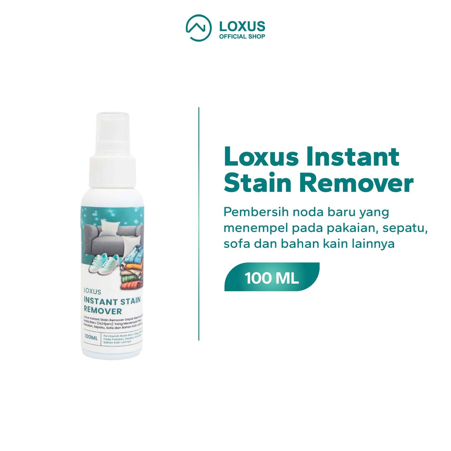 Loxus Instant Stain Remover Pembersih Pakaian, Sofa dan Sepatu Berbahan Kain, Kanvas, Mesh dan Bahan Kain Lainnya