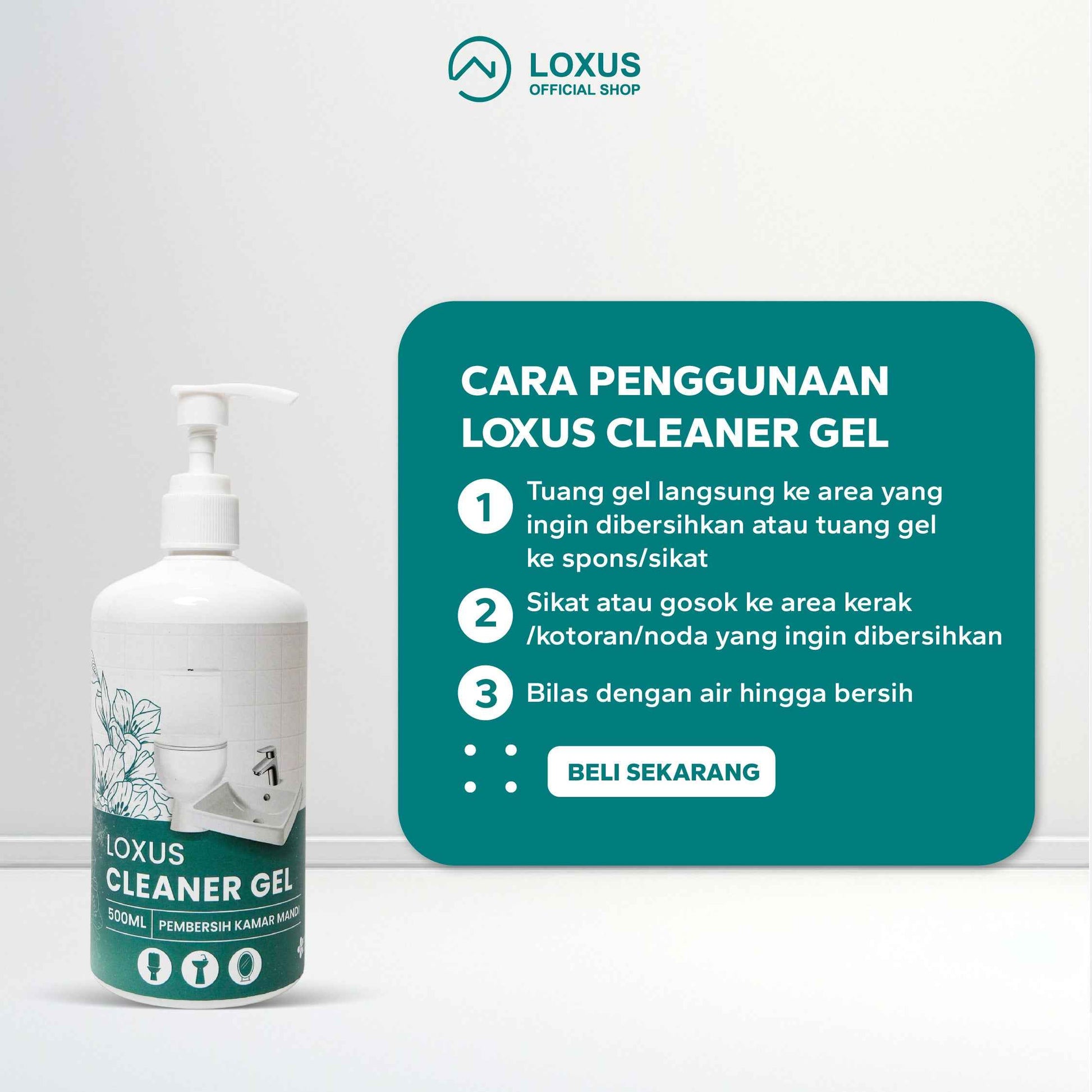 Loxus Cleaner Gel Membersihkan Noda Kerak Toilet, Kamar Mandi, Keramik, Wastafel, Kran Shower Stainless Untuk Sehari-Hari