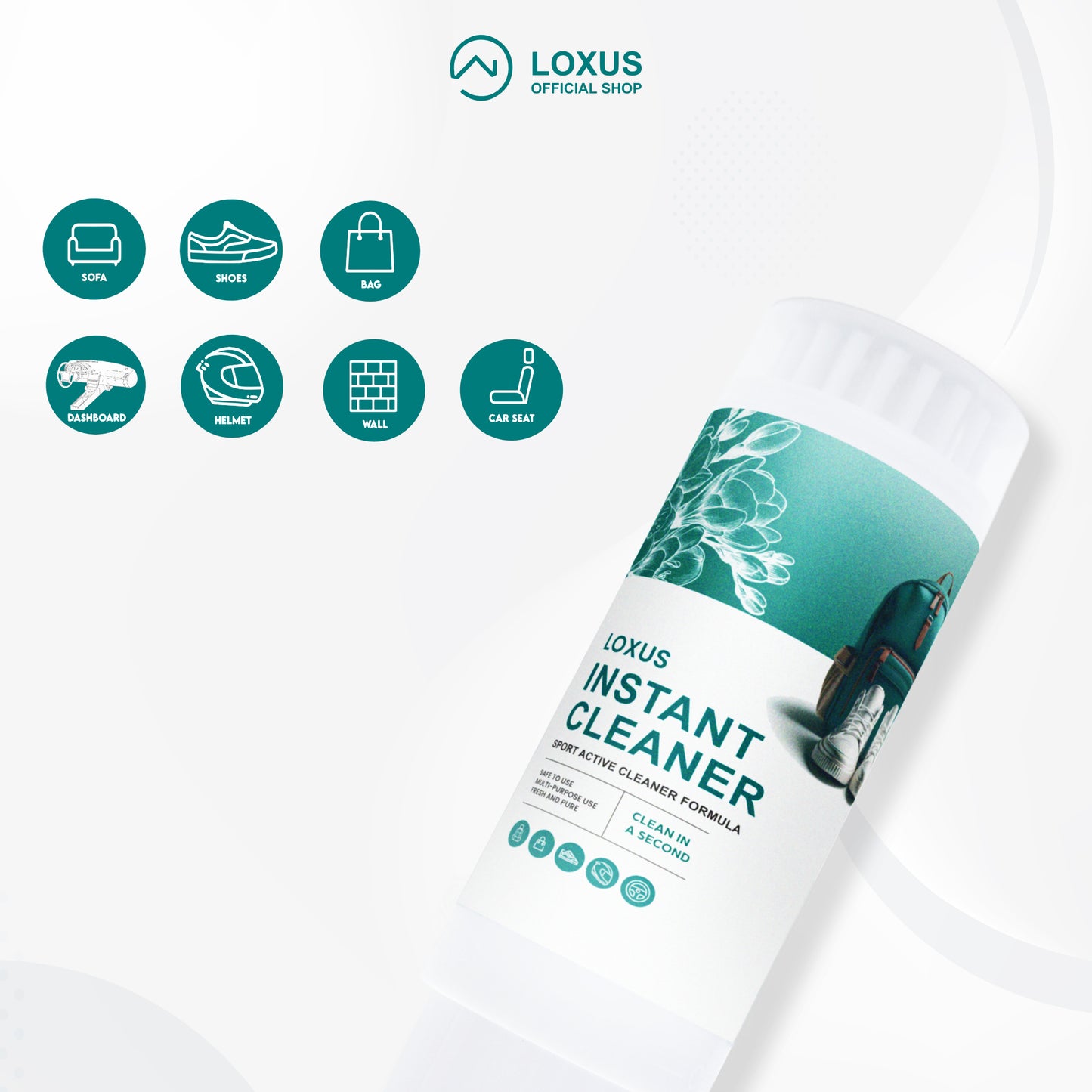 Loxus Instant Cleaner Easy Use Edisi Botol Sikat Pembersih Sepatu, Tas, Dinding, Interior Mobil Tanpa Harus Dicuci