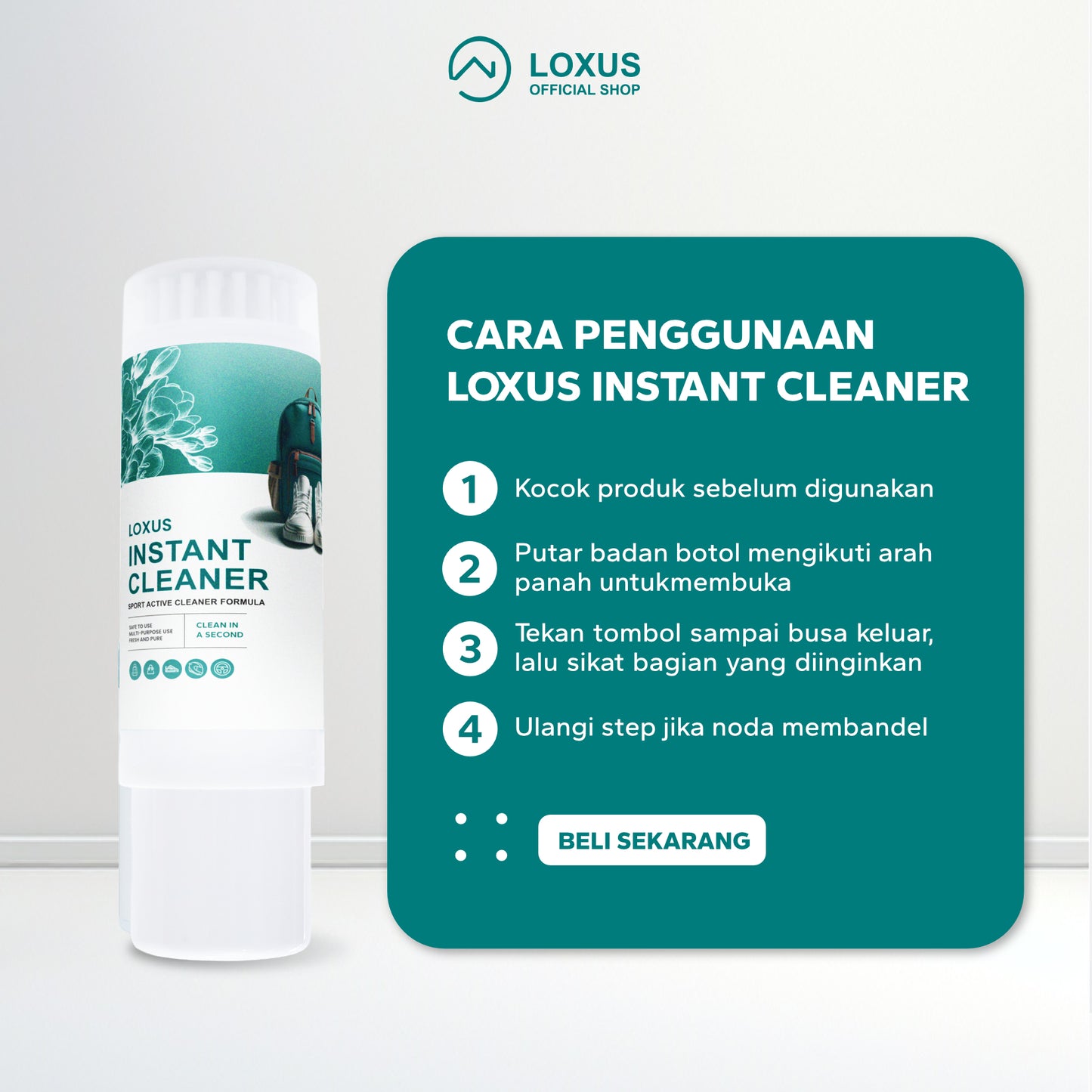 Loxus Instant Cleaner Easy Use Edisi Botol Sikat Pembersih Sepatu, Tas, Dinding, Interior Mobil Tanpa Harus Dicuci